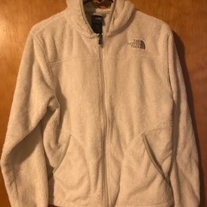 Women’s white Northface fuzzy jacket